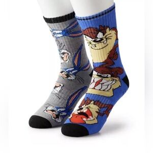 Looney Tunes Taz and Bugs Bunny Socks Two Pair Men’s One Size Crew Length